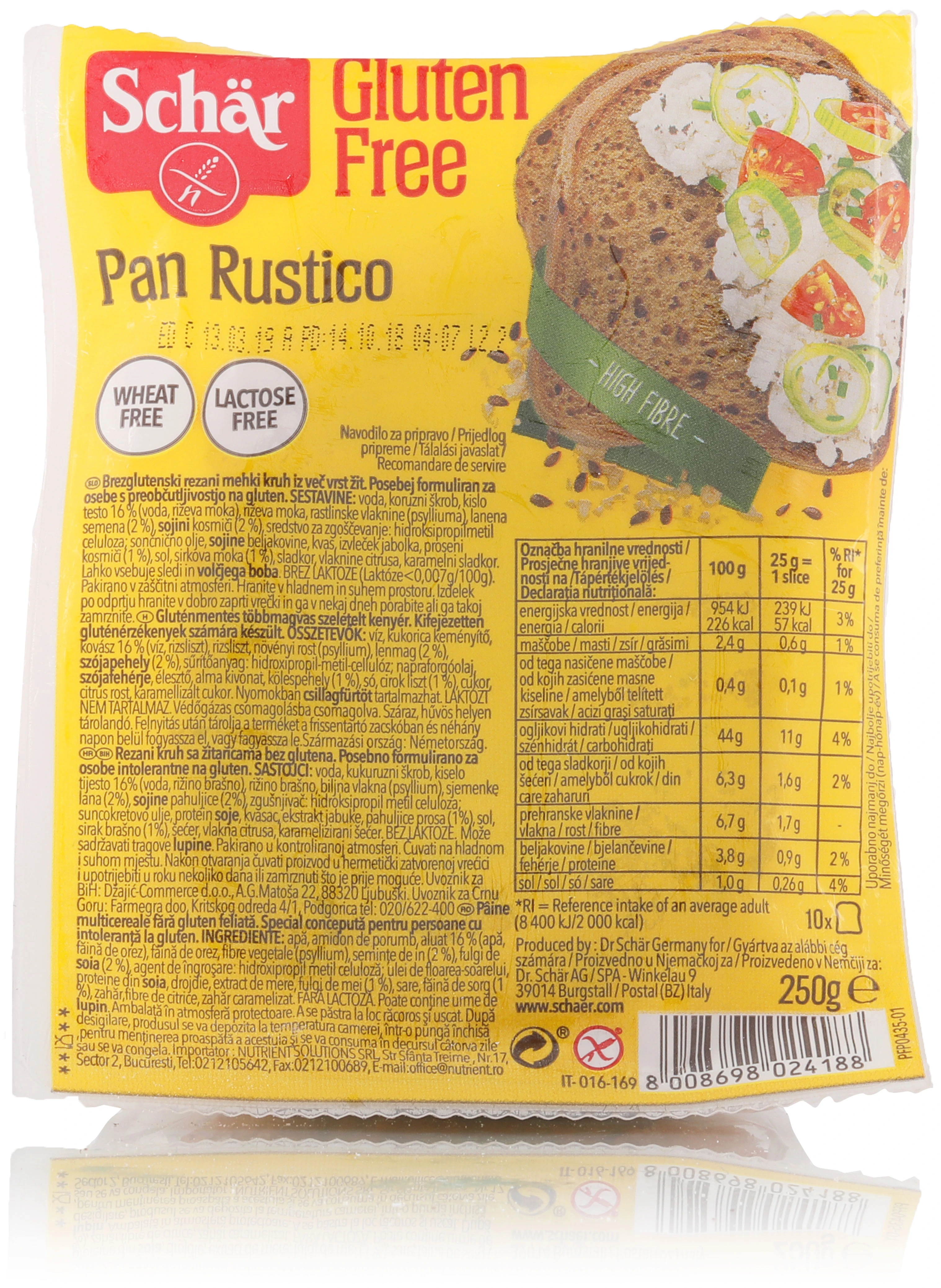 Hleb sa žitaricama Pan Rustico (sert. bez glutena) 250 g Schar